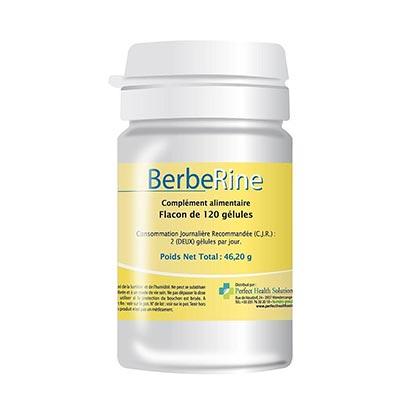 Flacon jaune et blanc BerbeRine laboratoire Perfect Health Solutions